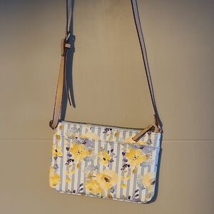 Nanette Lepore Yellow and Blue Crossbody Bag with Floral Design